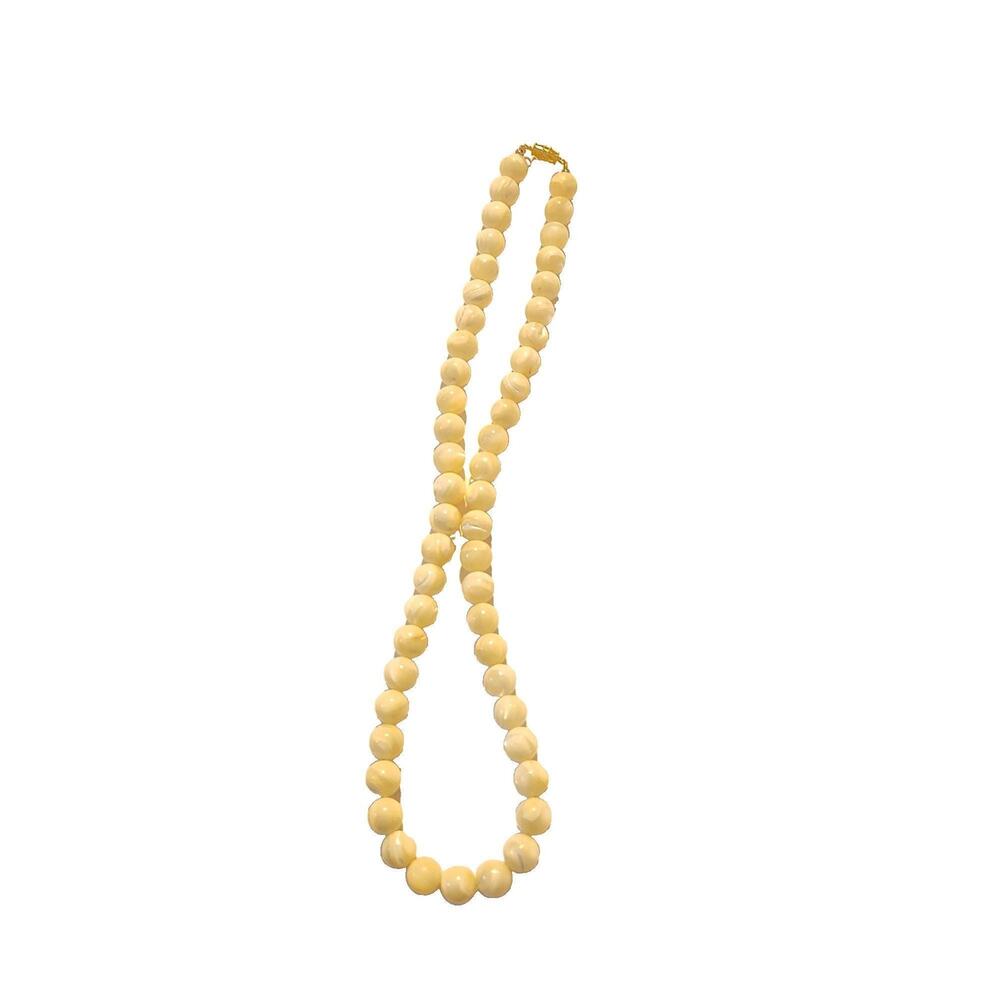 Vintage Yellow Marbled Polished Quartz Chunky Stone Necklace